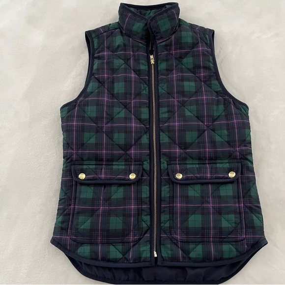 Classic Preppy Clueless J Crew Stewart Tartan Plaid Vest Green, Navy Pink XS - Picture 5 of 11